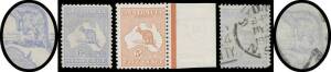 Handy selection with First Wmk 1d Die IIA perf 'OS' unused block of 4, 2&frac12;d corner block of 4 mint & 5d marginal example ** (light bend), Third Wmk 6d blue with Broken Leg mint & used and 1/- with the Watermark Sideways corner block of 4 (egregious centrin