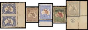 Hilarious group of perforated fakes & forgeries with Type 1 "essays" to &pound;5 including 5/- block of 4 & &pound;1 marginal pair, Type 3 "essays" to &pound;2 including 2d 'JBC' Monogram single!!, "issued stamps" to &pound;2 x4 plus a block of 4 & Ash Imprint block of 4 plus un