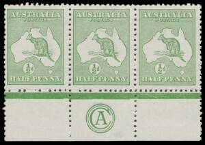 &frac12;d green 'CA' Monogram - the central unit in a strip of 3 - & 'JBC' Monogram singles BW #1(2)zb (unmounted) & zd (faint bend), Cat $700+ (mounted). (2 items)