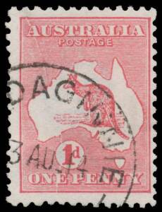 1d red Plate G with The Big Crack (Late State; from Upper Frame to Lower Frame) BW #4(G)ka, neat 'BADDAGINNIE/3AU14/VIC' cds largely clear of this most impressive variety, Cat $500.