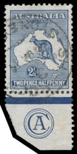 2&frac12;d indigo 'CA' Monogram single BW #9(2)zc, the margin irregularly trimmed, commercially used & rare thus, Cat $1750 (mint).