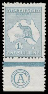 1/- blue-green Plate 2 'CA' Monogram single BW #30(2)za, hinge remainders, Cat $4500.