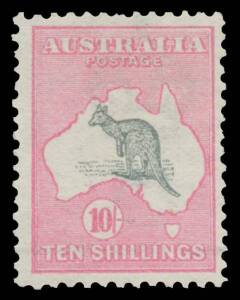 10/- grey & pink, lightly mounted, Cat.$2000. Advertised retail $1275.