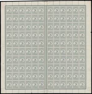 2d grey Die II Plate 2 complete sheet of 120 with the seven listed varieties BW #7(2)d-j & Two-Line Harrison Imprint BW #7(2)zd, characteristic centring but most units are well centred & the overall appearance is very pleasing, some very minor perf separa