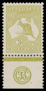 3d olive Plate 2 'JBC' Monogram single BW #13(2)zc, band of lightly "suntanned" gum, Cat $1250.