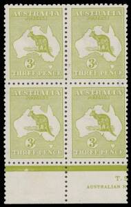 3d olive-green Plate I part-Harrison Imprint block of 4 from the base of the left-hand pane [53-54/59-60], the lower units being a superb unmounted Die II-I pair BW #13Kc, Cat $1200+ (plus a significant premium for the shade).