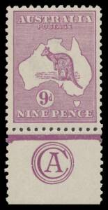 9d violet Plate 2 'CA' Monogram single BW #26(2)za, very lightly mounted, Cat $3000.