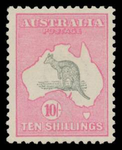 10/- grey & pink, well centred, Cat $950. Advertised retail $850.