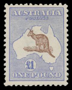 &pound;1 brown & blue, Cat $3500. Advertised retail "POR".