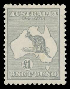 &pound;1 grey Retouch at Lower-Right Corner #53f, Cat $1650.