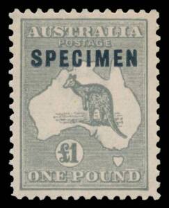 &pound;1 grey with Type 'C' 'SPECIMEN' Overprint BW #53xb, well centred, a little aged, unmounted, Cat $750.