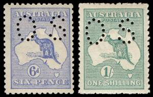 6d blue Die II and 1/- blue-green Die IIB with "fluffy" perfs, unmounted. (2)