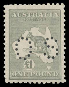 - &pound;1 deep grey BW #53b, Cat $2750. Advertised retail "POR".