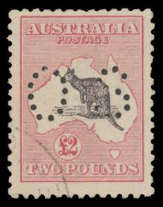 - &pound;2 purple-black & rose-carmine, CTO with Melbourne cds BW #56Cwa, short perf at right, Cat $3500. Advertised retail "POR".
