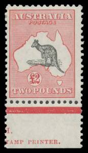 &pound;2 black & carmine single with part-Ash Imprint, very lightly mounted, Cat $6000.