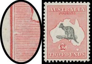 &pound;2 grey-black & rose-carmine with unlisted Frame Break at Lower-Left, unusually well centred, lightly mounted, Cat $6500+. Advertised retail "POR". A notoriously difficult stamp to find so well centred.