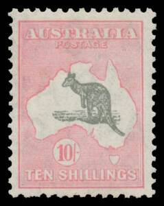 10/- dark grey & "aniline" pink BW #50E, well centred, very lightly mounted, Cat $2750.