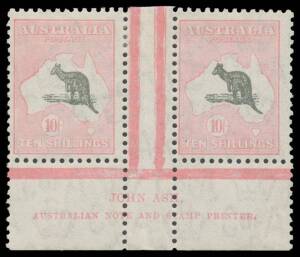 10/- grey-black & pink Ash Imprint pair BW #50Bzb, very lightly mounted, Cat $2750.