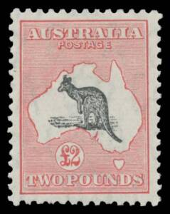 &pound;2 grey-black & rose-carmine, well centred, Cat $4500. Advertised retail "POR".