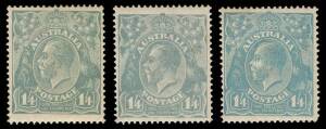 "One & Fourpence" group comprising Single Wmk mint x3, SMult Wmk Perf 14 mint x3 & fine commercially used x2 and Perf 13&frac12;x12&frac12; mint, range of shades, mostly well centred, a few a little aged but generally fine to very fine, Cat $2450. Advertised retail $20