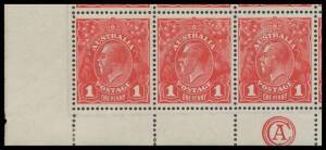 Comb Perf 1d red (aniline) Pane V complete pane of 60 with Break in Left-Hand Frame 3&frac12;mm from the Top BW #71(3)e but before appearance of Damaged Lower-Right Frame #71(3)d, and 'CA' Monogram #71(3)zb, some minor bends & a nasty tonespot affects two units,