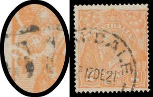2d dull orange with Cracked Electro through Base of Wattle at Left BW #95(3)g, 'ARMIDALE/17DE21/NSW' cds largely clear of the variety, Cat $500.