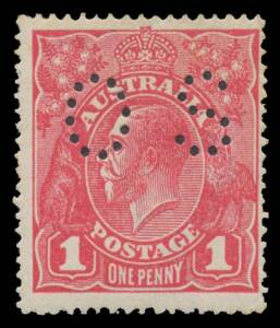 PERFORATED 'OS': Rough Paper 1d rosine BW #72Ibb, Cat $350. Michael Drury Certificate (2014).