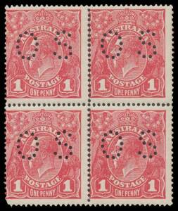 - Rough Paper 1d damson BW #72Kbb block of 4, poorly centred, light aging & rounded corner at lower-left, the lower units are unmounted, Cat $4800++. Michael Drury Certificate (2013).