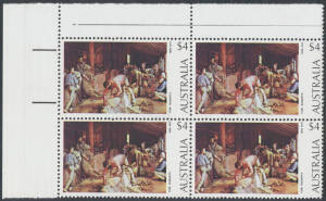 Packet with large blocks, part-sheets & some high value Paintings etc, unmounted, also Leunig booklet. (100s)