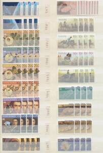 Two large cartons with collection on Seven Seas hingeless pages and Hagners including Framas, M/Ss, booklets, self-adhesives, values to $10 some in quantities up to x8, plus 1994-2000 Australian Territories Collections. Face value not calculated by us. (1