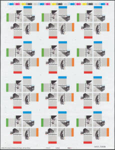 2007-11 Uncut Imperforate Sheets comprising 2007 Landmarks (2), left sheet #431 & right sheet #432/2000, 2008 Aviation #123/750, 2009 Stargazing #422/750, 2010 150th Anniv. of Melbourne Cup #498/500, Commonwealth Coinage #498 and 2011 Mythical Creatures 