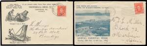 Mostly KGV to early QEII covers with commercial imprints etc including a few Shires, some illustrated types including a few "Back to..." envelopes, some Victorian postmark interest including 'RELIEF/ 48 /18DE39VIC.-AUST.' cds (rated RRRR) apparently used 