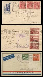 1927-39 commercial airmail covers including internal with 'FORWARDED/BY AIR MAIL' cachet or "Angel" label, 1934 Melbourne-Quetta, 1935 Simla-Sydney, 1938 Brisbane-Ireland, 1939 France-Werribee, 1941 Rotterdam-Geelong, etc, with the original write-up. (12)