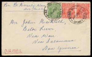 1930s bundle of commercial covers with many to Austria including by air, also a group mostly by air to New Guinea or Papua including one registered & several redirected from Port Moresby to Wau each with 3d Air Mail added, etc, very mixed condition but fu