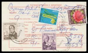 1970 Post Office postage due docket for 91 Business Reply Post letters assessed at $6.37 with rare franking of Navigators $2 & $4 plus 7c Sugar & 30c Waratah. An exceptional Decimal usage item.