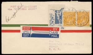 1930 (Oct) Darwin-Sydney cover per Kingsford Smith on the last leg of his record solo flight from England AAMC #171b, cancelled on arrival, Cat $4250. Only 3 covers carried on this leg. With Nelson Eustis' 1990 letter confirming this as a new discovery, b