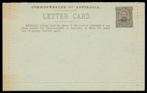 LETTER CARDS: 1911 Fullface 1d Rouletted BW #LC5 "ZOOLOGICAL GARDENS/PERTH WA", discolouration at left otherwise remarkably fresh, unused, Cat $1000.