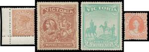 Collection in two Hagner albums, NSW with scads of imperfs, Laureates, Diadems, 5/- Coin (2 * 1 used), Queensland duplicates with Chalons, Stamp Duty; Victoria with a few Half-Lengths, Queen on Throne, 1/- Octagonal, 'REGISTERED' & 'TOO LATE', Beaded Ova