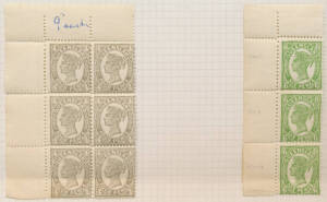 Miscellany in carton with some useful bits & pieces including NSW 6d rosine optd 'OS' on Board for International Exchanges wrapper, Queensland Mixed Perf Strips of 3 4d grey & 6d and CofA 9d Types A/B block of 4, South Australia Railway Stamp 2/- pink, et
