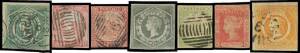 1850-60 Imperfs with Sydney Views 1d Plates I & II, 2d x5 & 3d x4, Laureates No Wmk 1d x6 including SG 44 unused (faults but of fine appearance, Cat &pound;3500), 3d x6, 6d x2 & 8d, Wmk '3' 3d x10 including 'WACES', Diadems 5d dull green & 8d dull yellow-orange