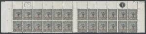 REPRINTS: De La Rue 1/- black block of 24 (12x2) from the top of the sheet with Current Number '7', Plate Number '1' & the sheet number, each unit overprinted 'REPRINT' in red, full unmounted o.g., gum toning in the right-hand margin otherwise superb.