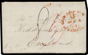 1841 lengthy cross-written entire social letter headed "Balmain near Sydney/April 6th 1844", completed within the opened-out envelope & signed "Jane Fawcett", fair Sydney d/s & rated "3" both in red, London b/s of 5OC5/1844 in red & rated "8" for an inwar