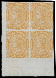 - 9d marginal block of 4 in orange-brown from the lower-left of the sheet, unmounted.