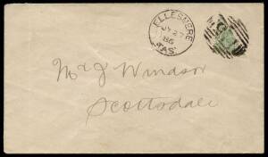 1886 cover to Scottsdale with scarce albeit philatelic franking of Didefaces 2d unauthorised bisect tied by BN '115' of 'ELLESMERE' (cds alongside).