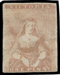1850-59 Half-Lengths Ham Second State of the Dies with More Colour above 'VICTORIA' 1d red-brown SG 5, margins good to large, a little soiled & rebacked, unused, Cat &pound;8500. Gary Diffen has advised that only four unused examples are recorded. His fine exam