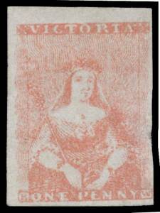 1850-59 Half-Lengths Campbell & Co 1d orange-red SG 23, margins close to huge, small fault & associated repair at lower-right, unused, Cat &pound;2500. RPSofV Certificate (2014). Despite the repair, this is one of the most attractive unused Half-Lengths we have