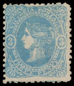 1860-66 Beaded Ovals Laid Paper 3d light blue SG 88a, large-part o.g., unpriced unused or used. Rare. BPA Certificate (1975) states "the original gum has been redistributed". Geoff Kellow at page 130 states "The majority of the issue was in a deep blue sh
