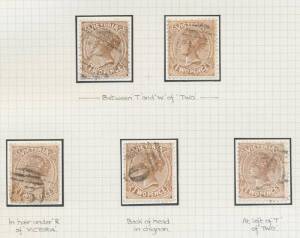 1880-96 Two Pence study of the Naish & Astley designs on anotated pages, the Astley material on JRW Purves' pages, some mint blocks & a few singles with the Watermark Sideways. Potential for further development. (100s)