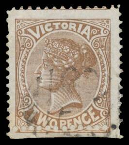 1882-84 Naish Wmk 33 2d chocolate Perf 12 SG 210ab, an unusually large example with an official repair at the base, indistinct numeral cancel, Cat &pound;425.