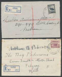 Relief datestamps comprising 'RELIEF/No 12' 1946 at Cobram, 'RELIEF STAMP VIC/No 15' 1939 at Lillimur & at Ancona, 'RELIEF/VIC-AUST-22' (rated RRRR) 1939 at Alberton, 'RELIEF/No 25' 1949 at Bentleigh North, 'RELIEF/ 10 /VIC-AUST' 1970 at Colliver, similar